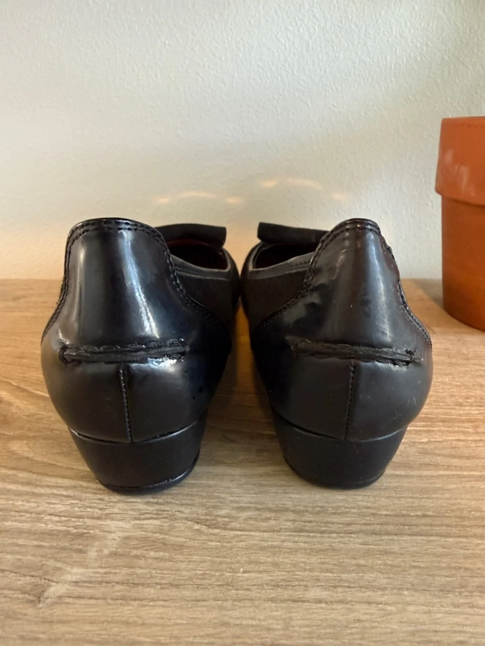 Donald J Pliner Nila Black Patent Suede Leather Wedge, 9 - Picture 6 of 10